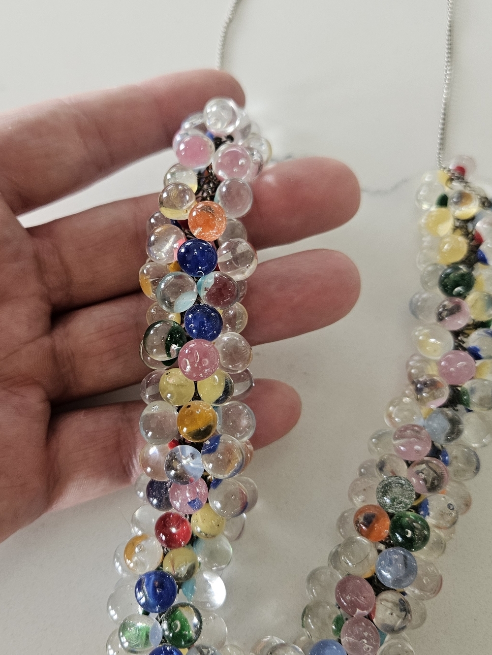 Vintage MCM Murano Art Glass Color Shifting Pools Light Statement Necklace 24" - Picture 6 of 11